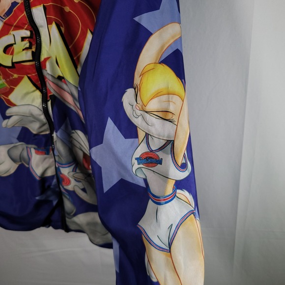 Members Only Space Jam Jacket Bugs Bunny Lola Bunny Taz Daffy Duck Purple L - Picture 4 of 11